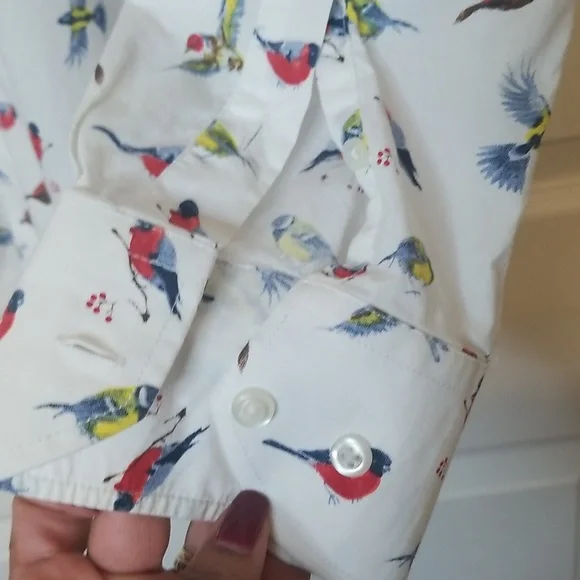 Charleston Threads Mens Longsleeve Button Down Shirt Red Yellow Blue Bir… - Picture 2 of 10